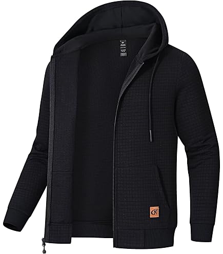 SAVKOOV Mens Lightweight Hoodie Full Zip Sweatshirt Casual Jacket